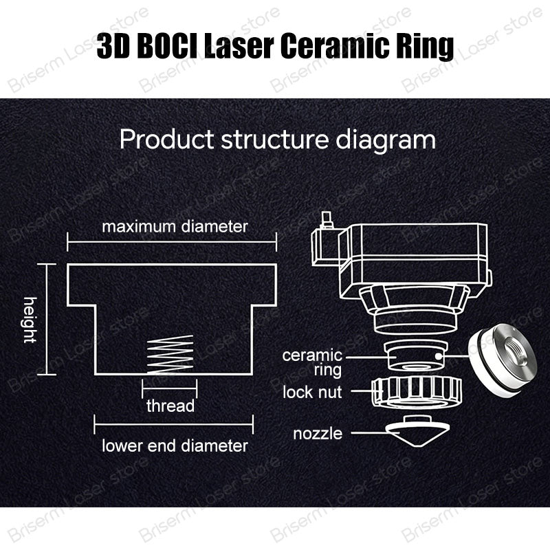 Boci 3D Laser Ceramic Ring D20 M8 H28 Nozzle Holder for Laser Cutting Head