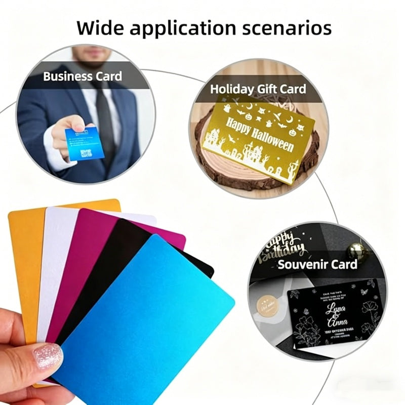 100PCS Colored Aluminum Blank Laser Engraving Cards - DIY Metal Business Cards